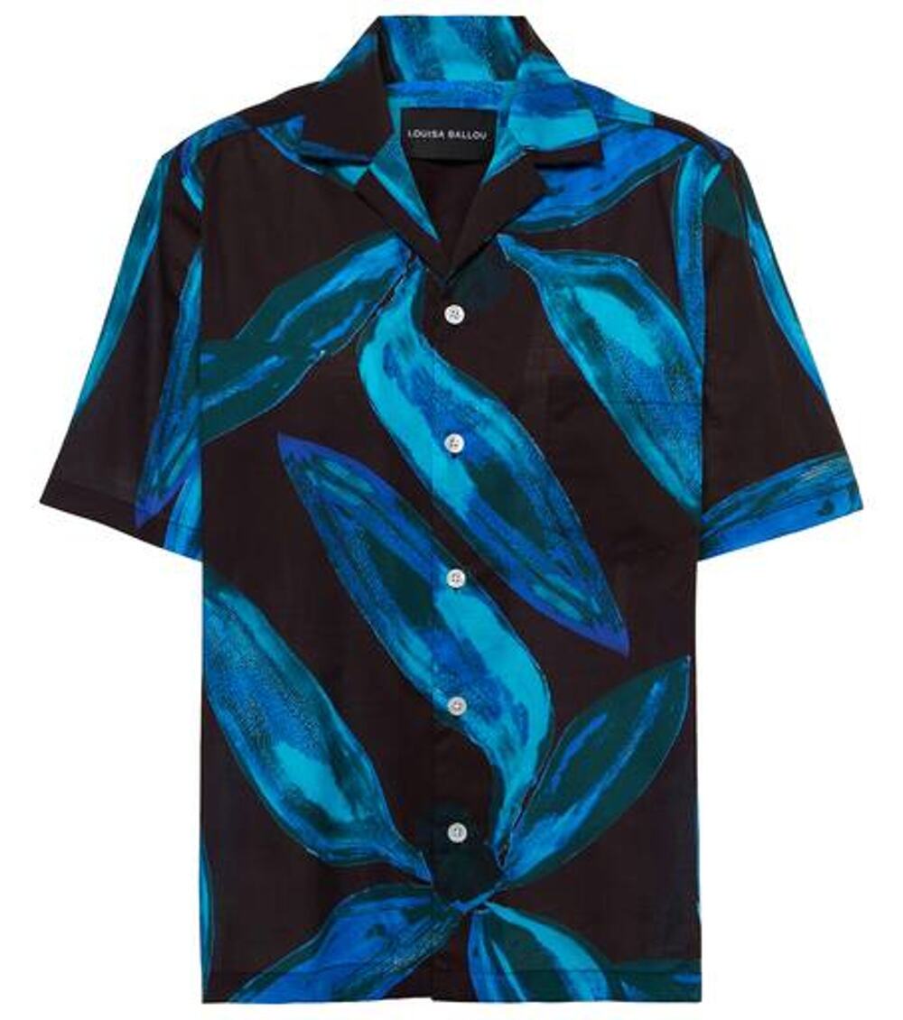 Louisa Ballou Printed Multi Blue Weekend Shirt Size S
